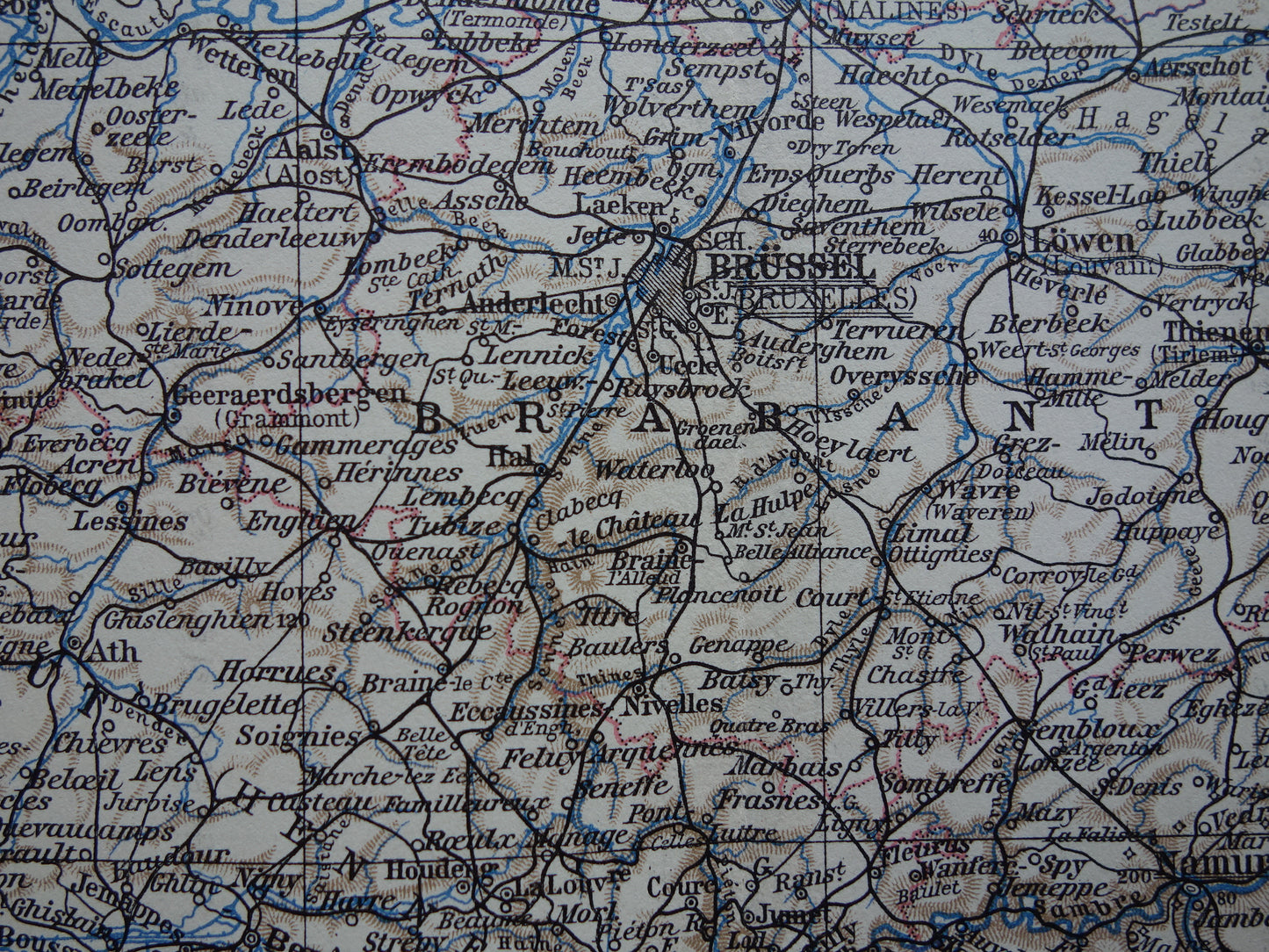 Old map of Belgium from 1928 original vintage map Brussels Antwerp Language border