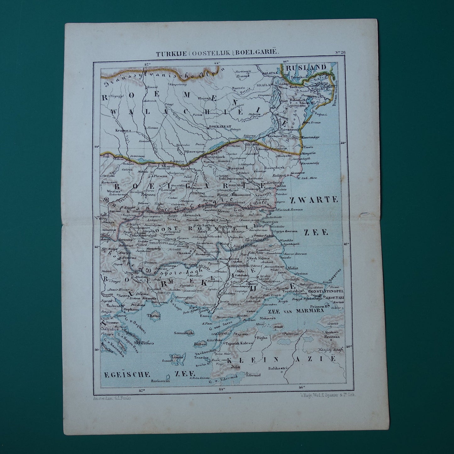BULGARIJE oude landkaart originele antieke Kuyper kaart uit 1882 vintage kaarten Boelgarië Oost-Roemelië