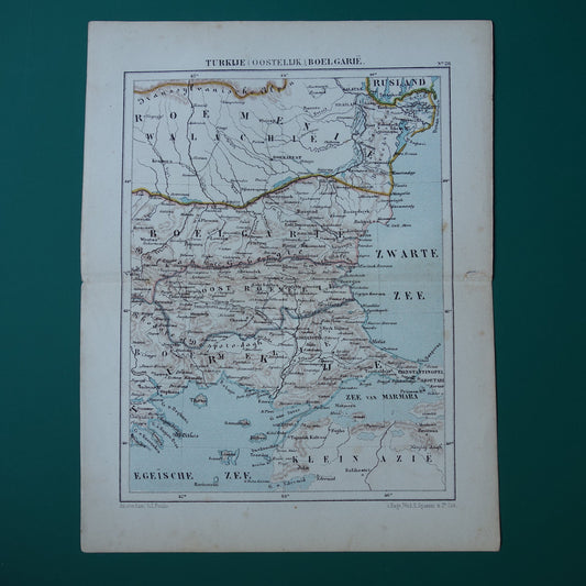 BULGARIJE oude landkaart originele antieke Kuyper kaart uit 1882 vintage kaarten Boelgarië Oost-Roemelië