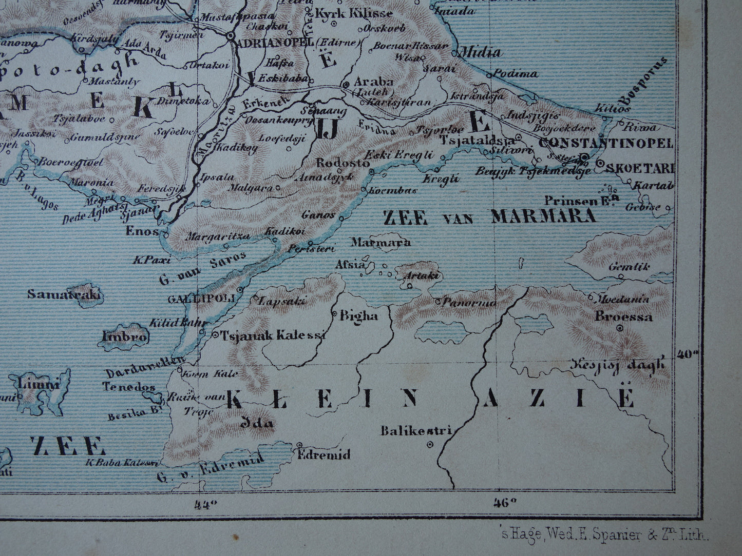 BULGARIJE oude landkaart originele antieke Kuyper kaart uit 1882 vintage kaarten Boelgarië Oost-Roemelië