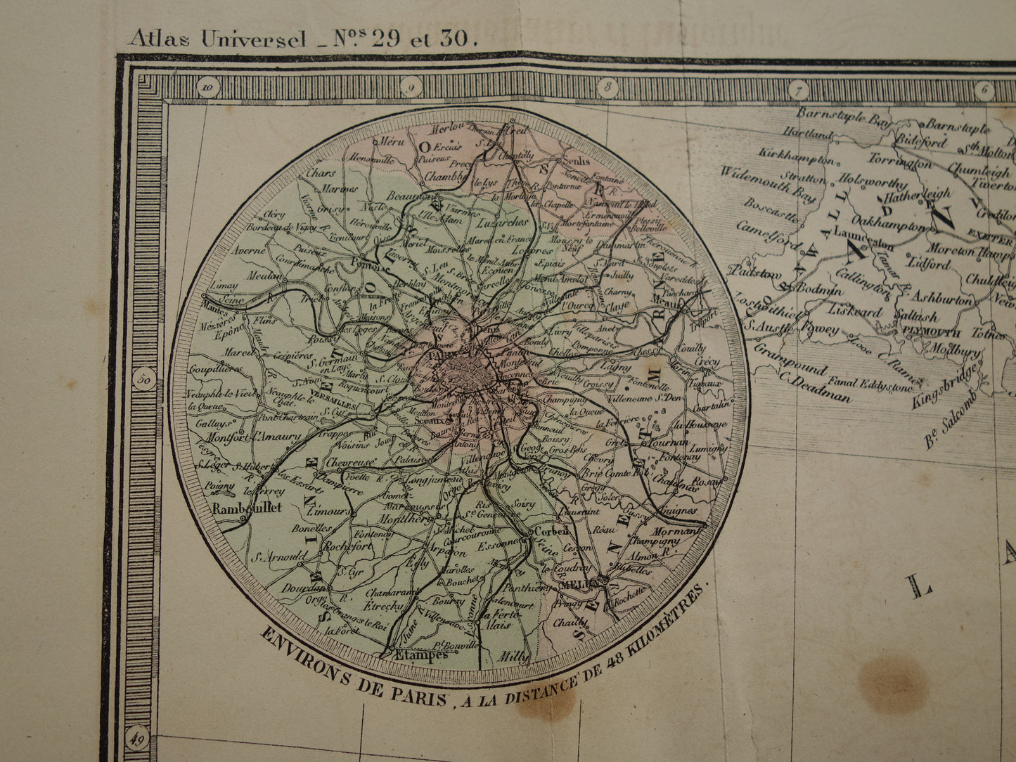 Grote oude kaart van Frankrijk BESCHADIGD 1876 originele antieke oude landkaart Frankrijk