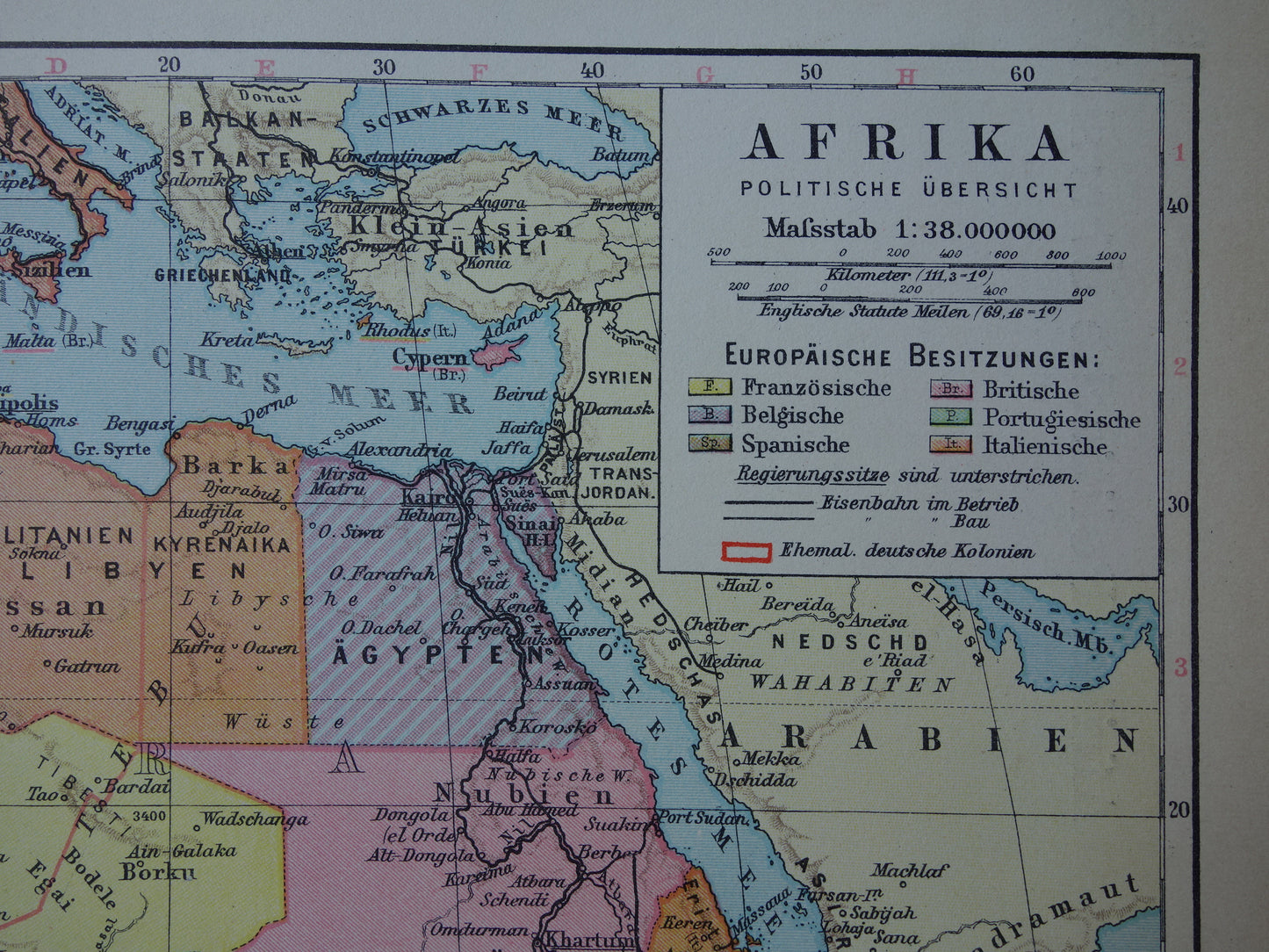Old map of Africa from 1931 original vintage map of Africa continent - old german maps