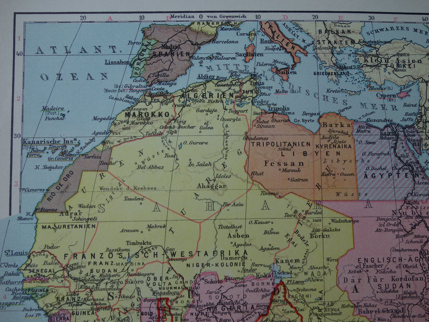 Old map of Africa from 1931 original vintage map of Africa continent - old german maps