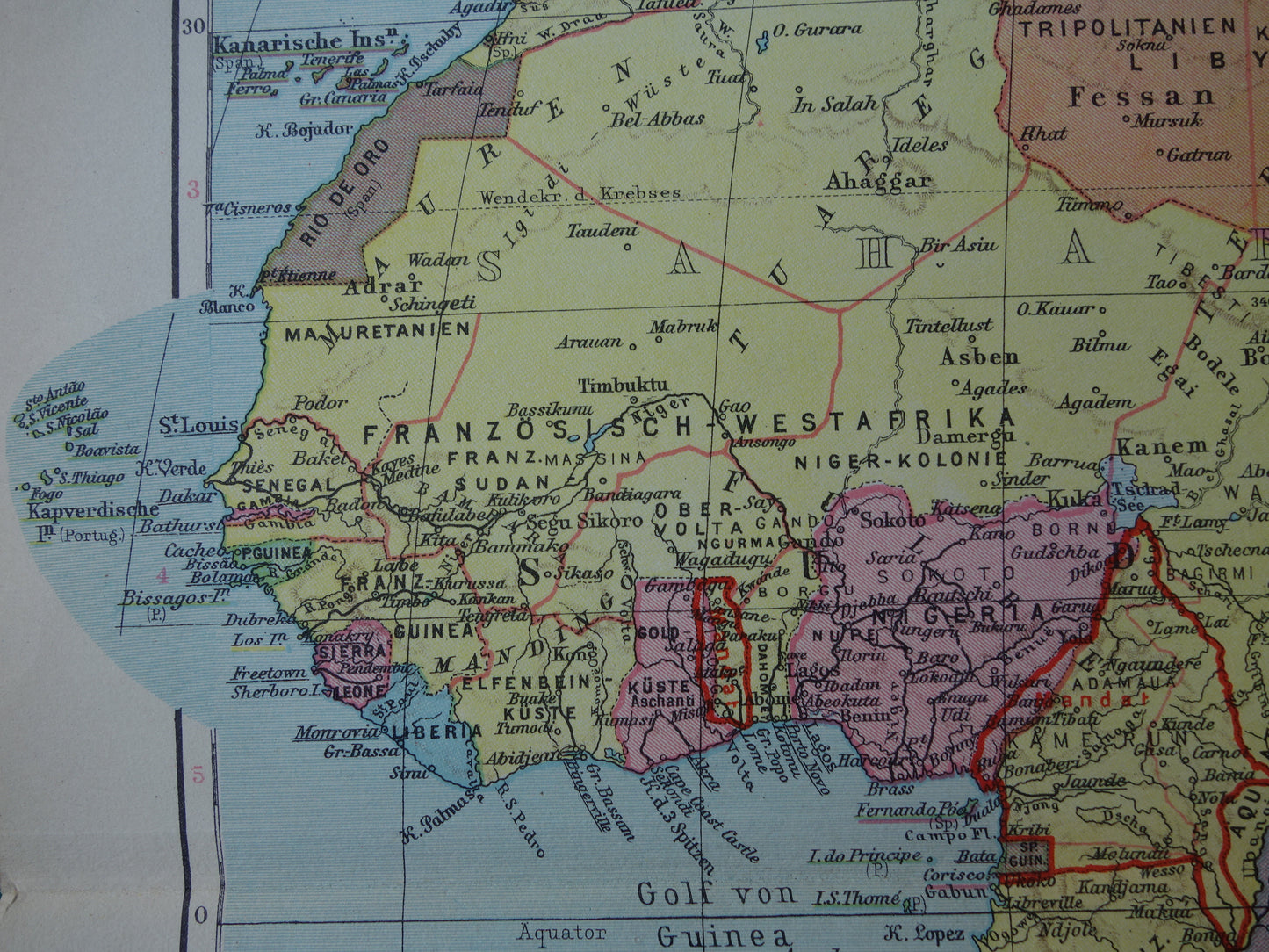 Old map of Africa from 1931 original vintage map of Africa continent - old german maps