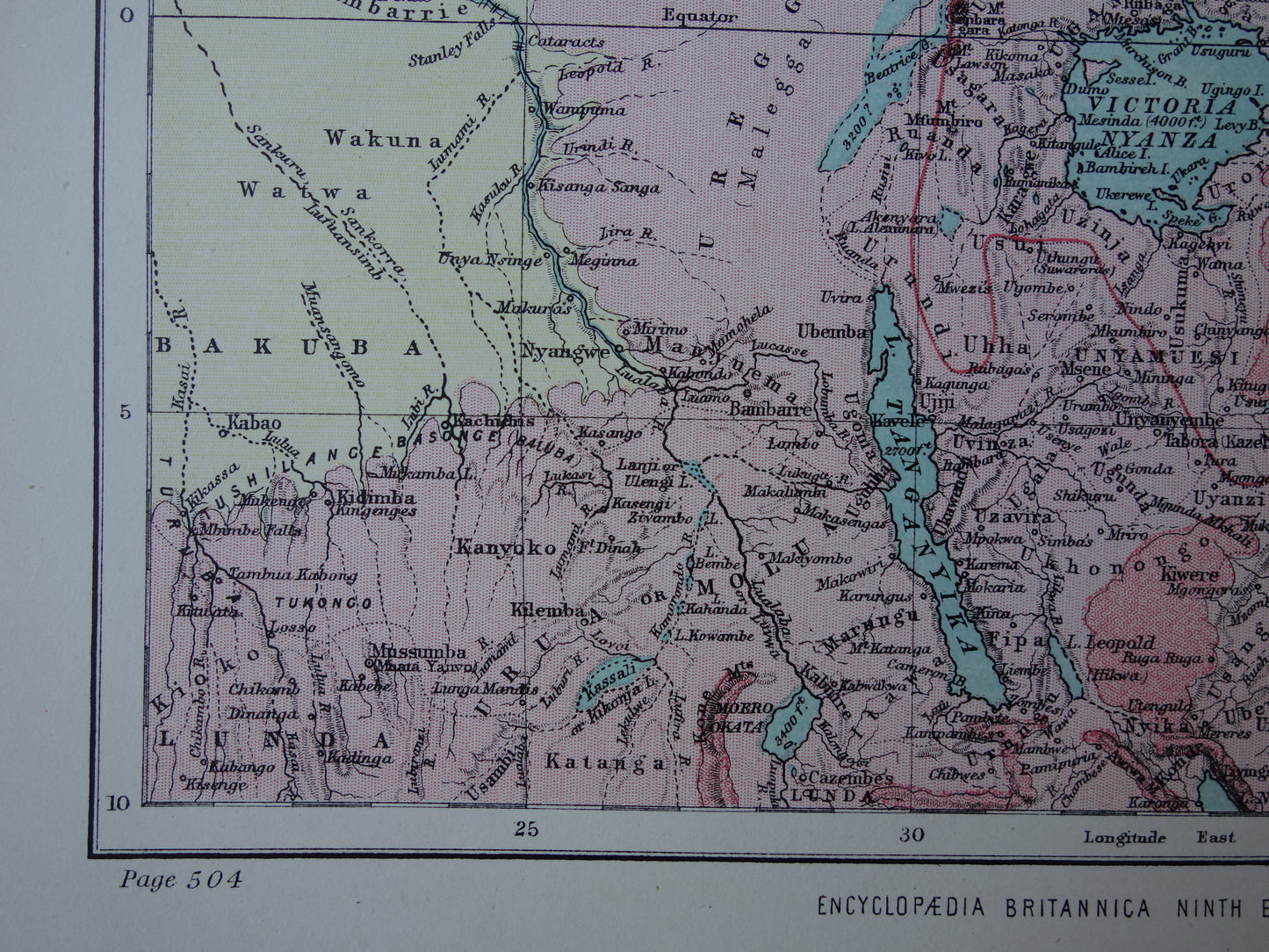 River Nile old map of upper Nile original antique English map from 1884 vintage maps Sudan Lake Victoria