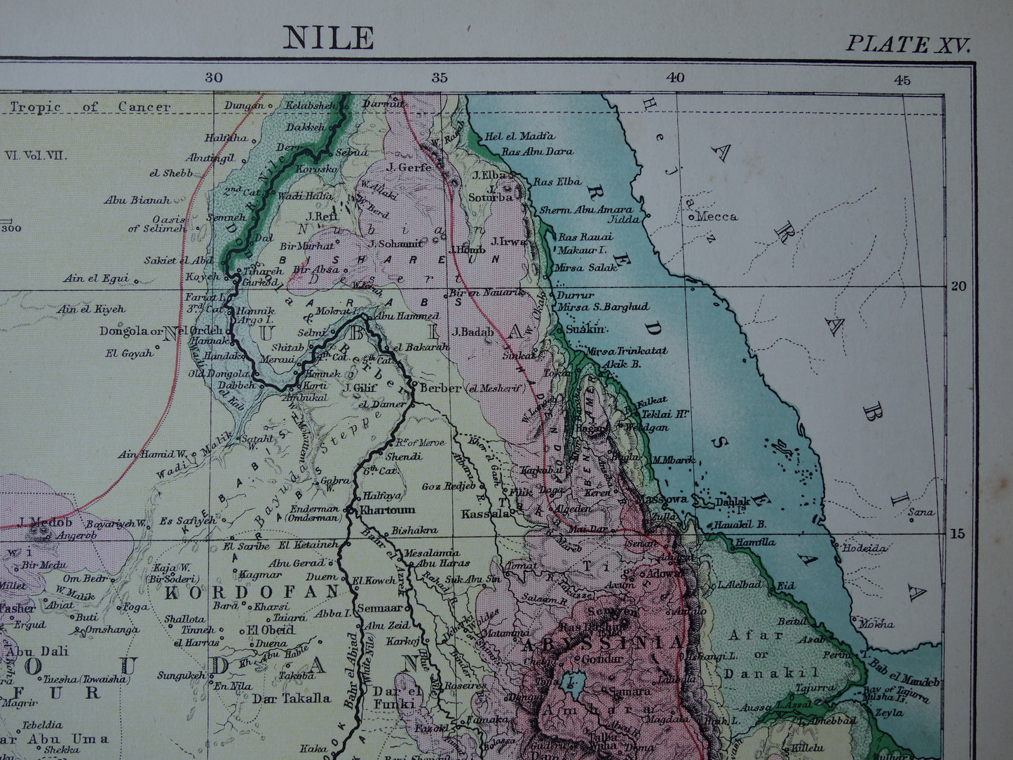 River Nile old map of upper Nile original antique English map from 1884 vintage maps Sudan Lake Victoria