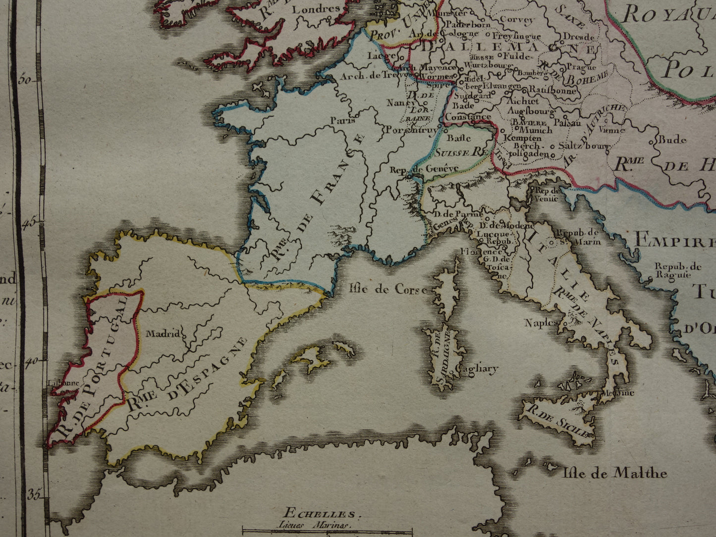 Antique Map of Europe from 1761 Original Old Map Continent Europe Vintage Maps