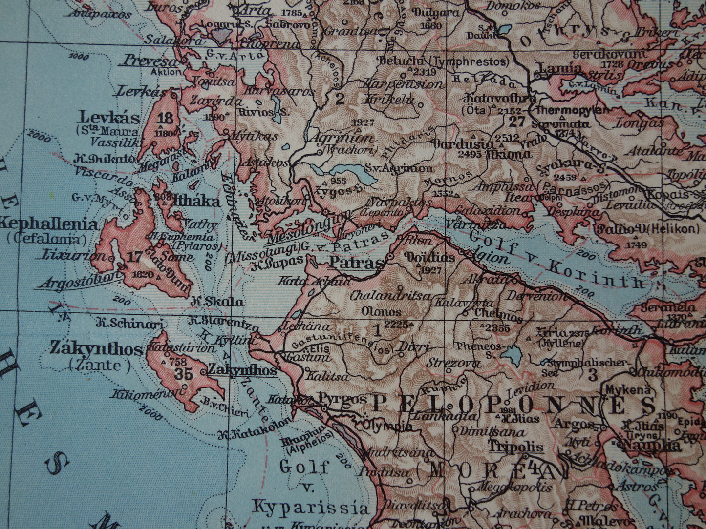 Old map of Greece original vintage map from 1931