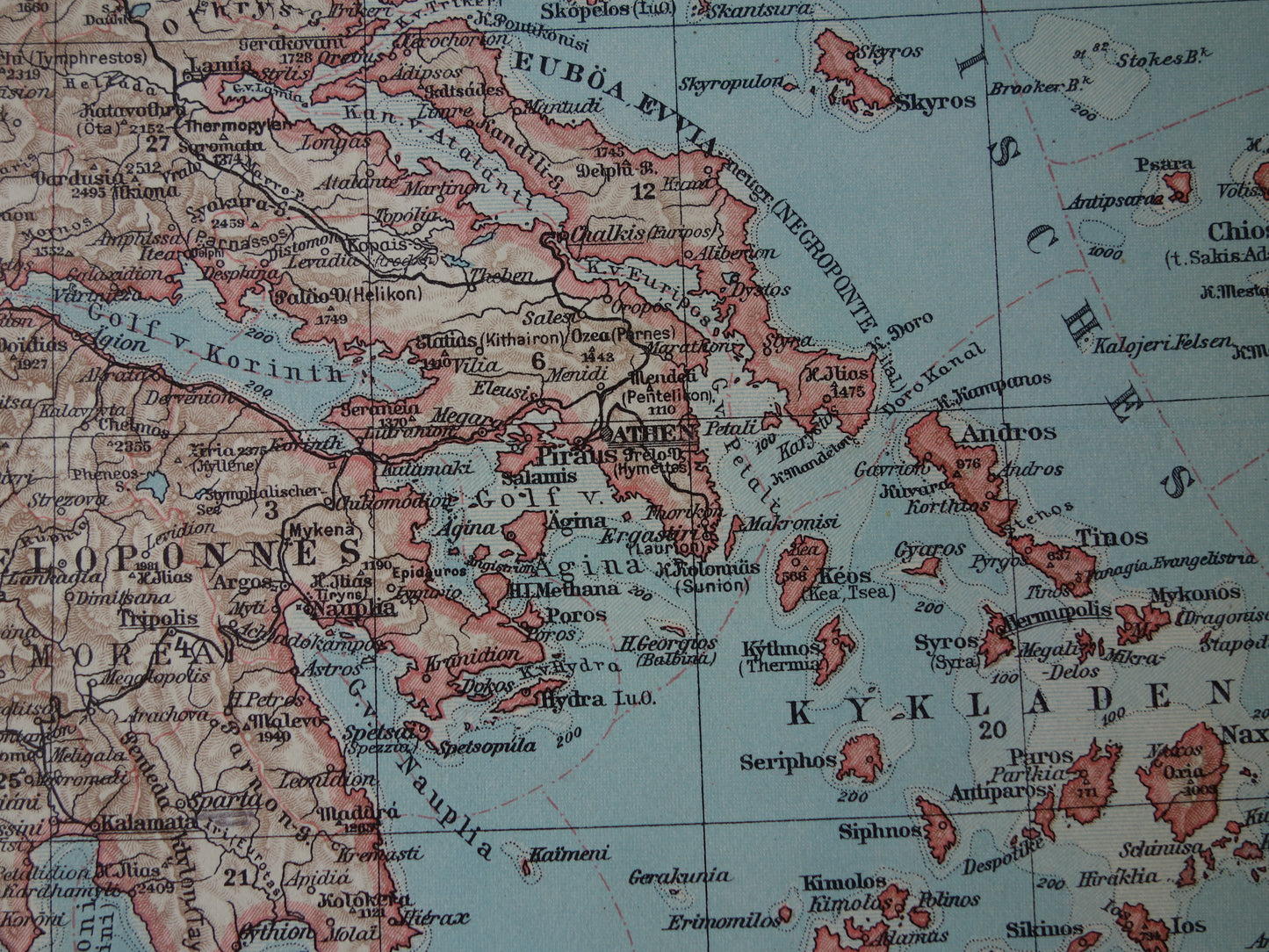 Old map of Greece original vintage map from 1931