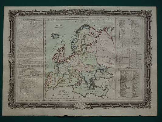 260+ jaar oude Kaart van Europa - Originele antieke Franse landkaart met jaartal