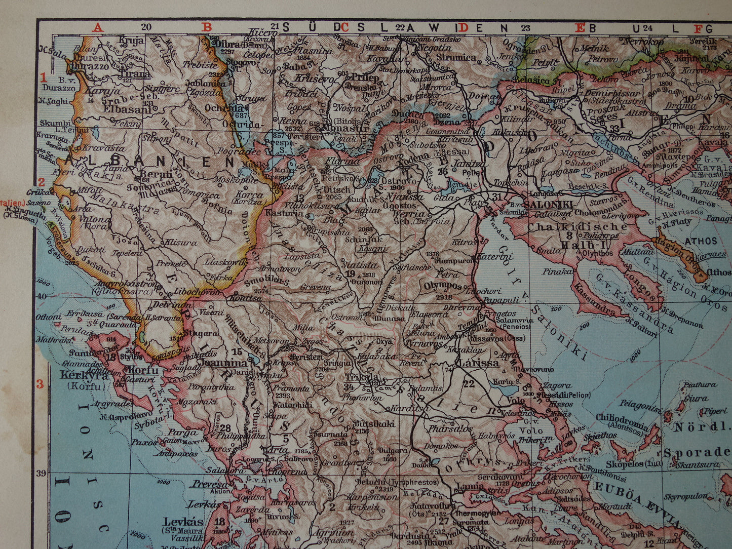 Old map of Greece original vintage map from 1931