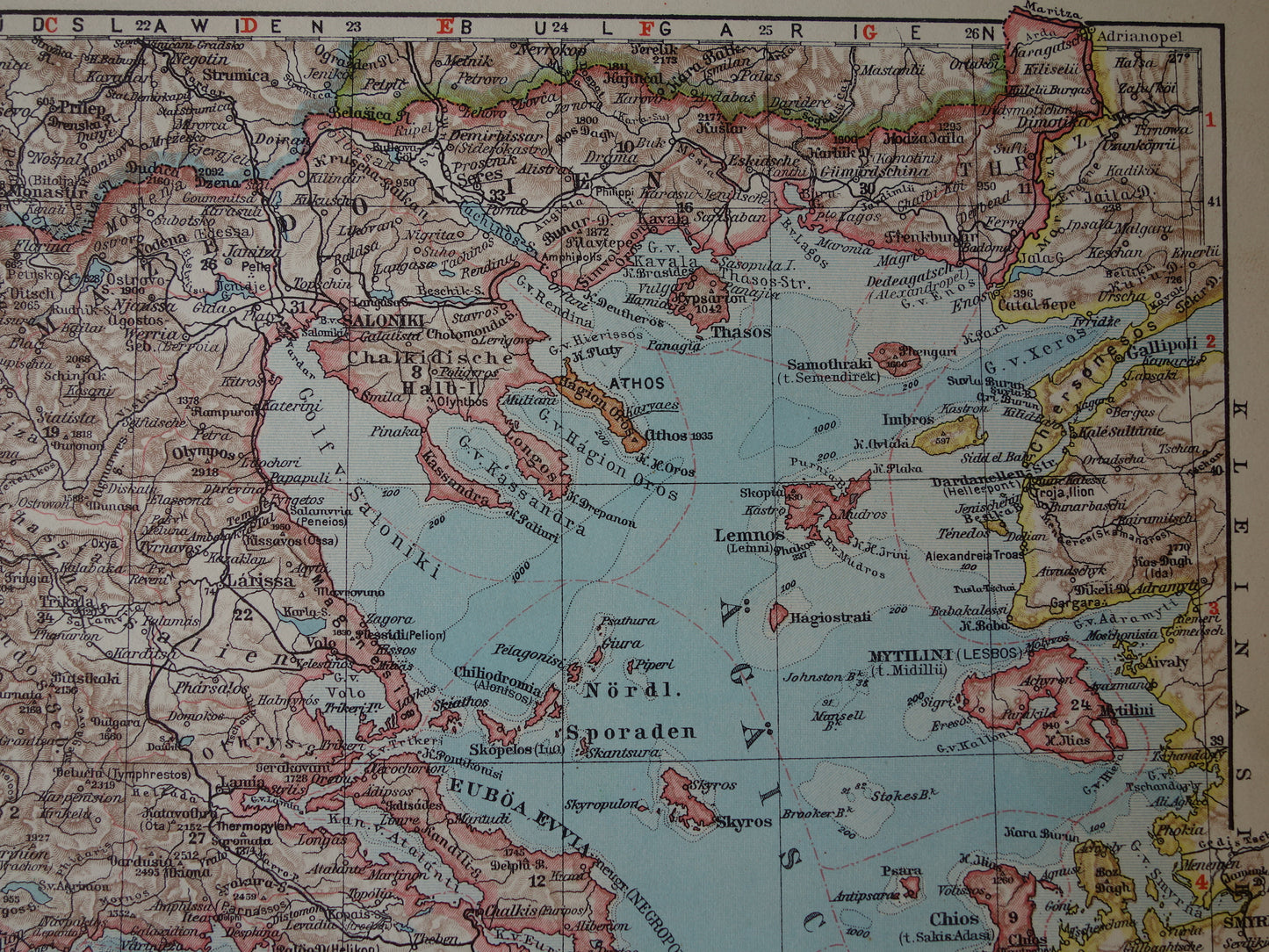 Old map of Greece original vintage map from 1931