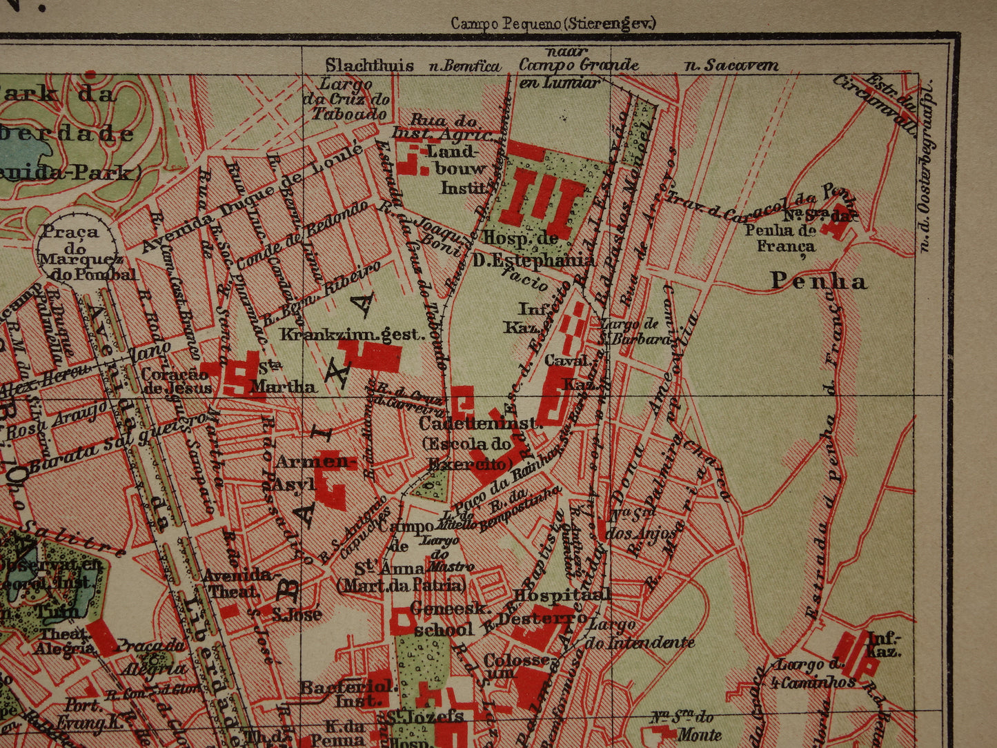 LISBON old map of Lisbon Portugal from 1909 original antique map vintage map