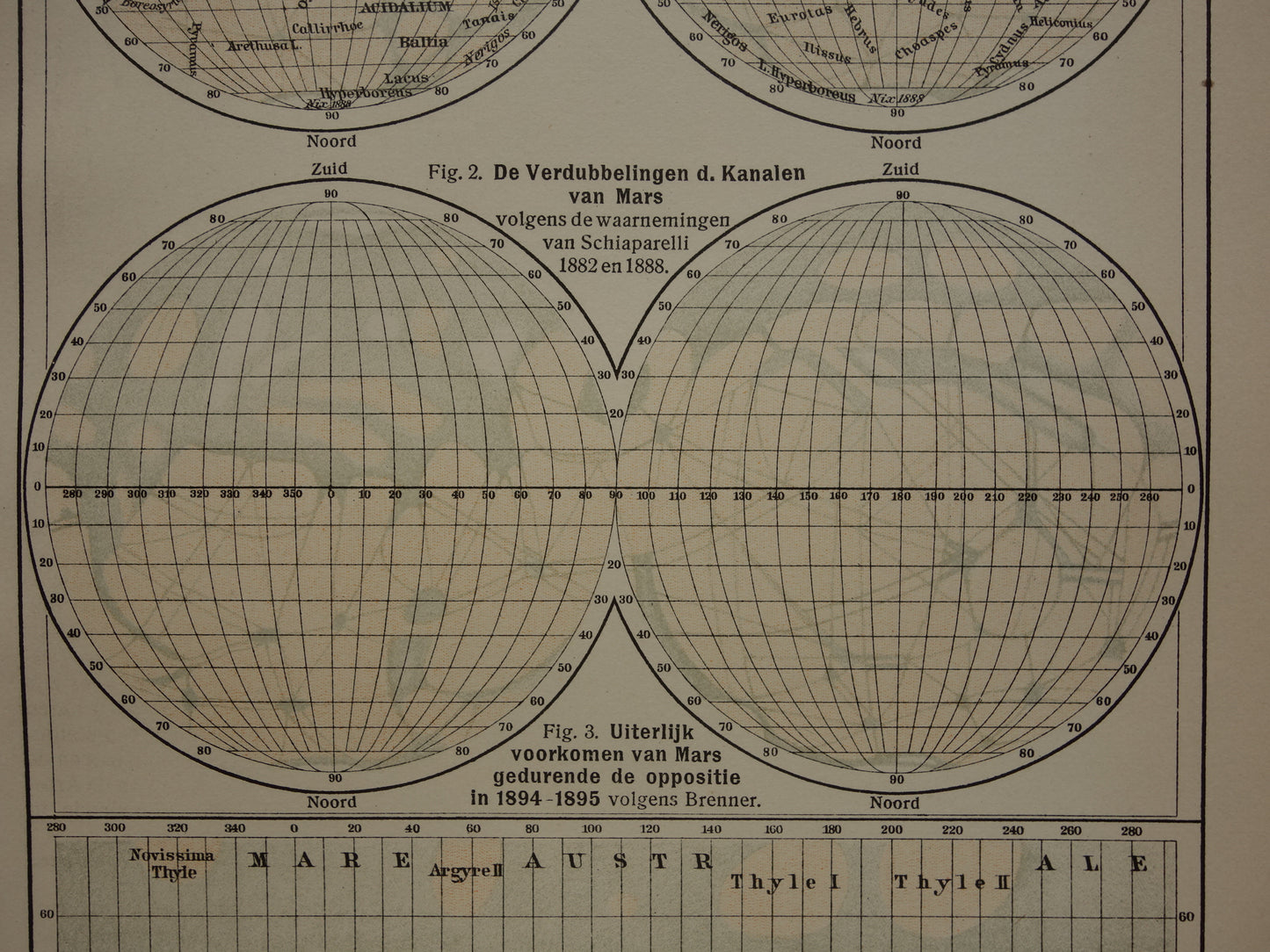 MARS old map of the planet Mars from 1909 original antique astronomy print vintage Dutch maps
