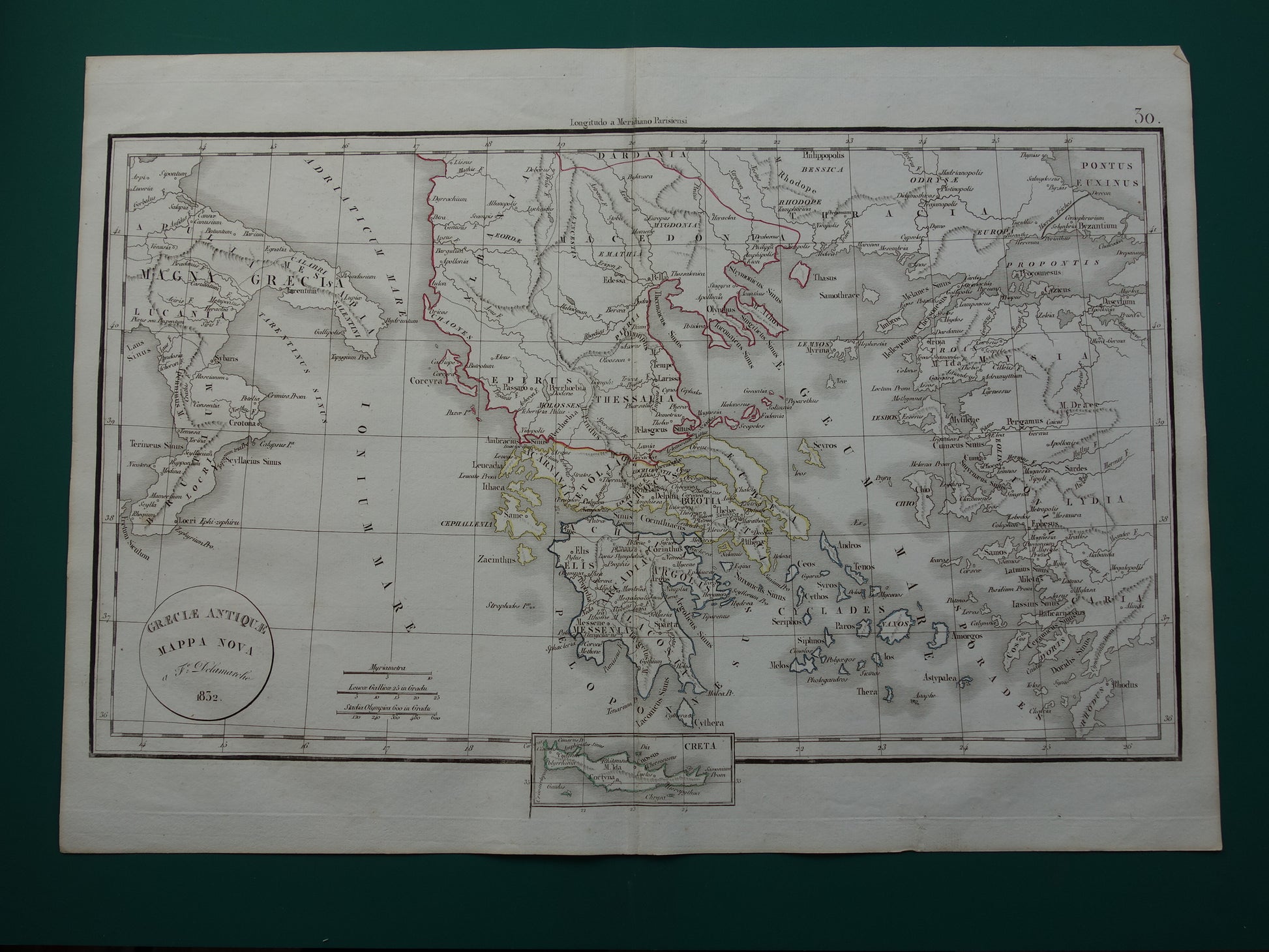 GRIEKENLAND grote oude landkaart van Griekenland in de klassieke oudheid originele antieke kaart uit 1832