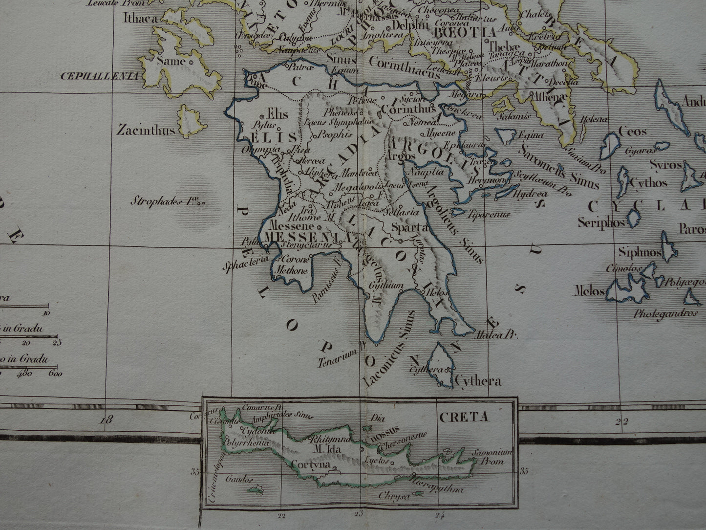 GREECE large old map of Greece in classical antiquity original antique map from 1832