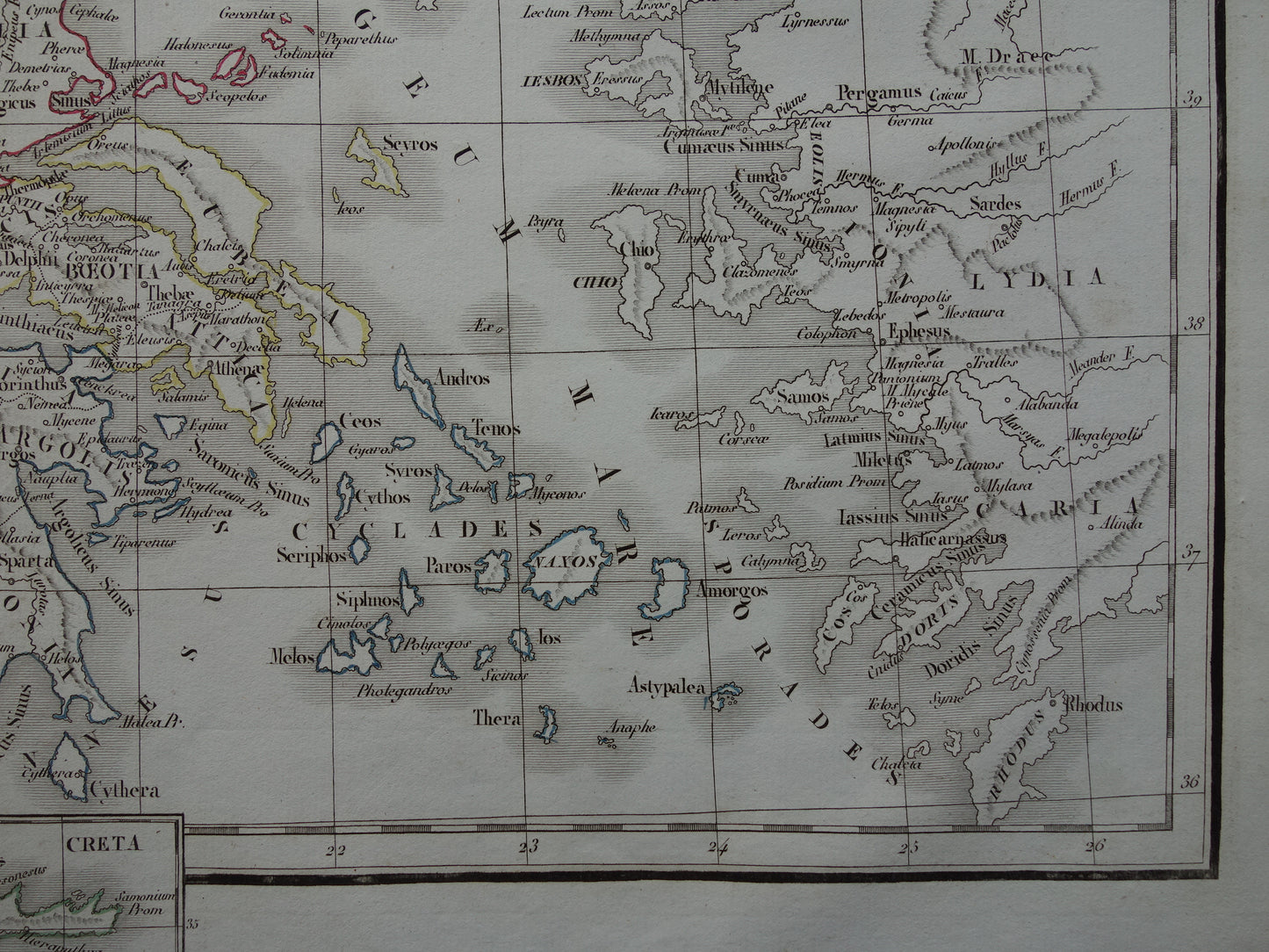 GREECE large old map of Greece in classical antiquity original antique map from 1832