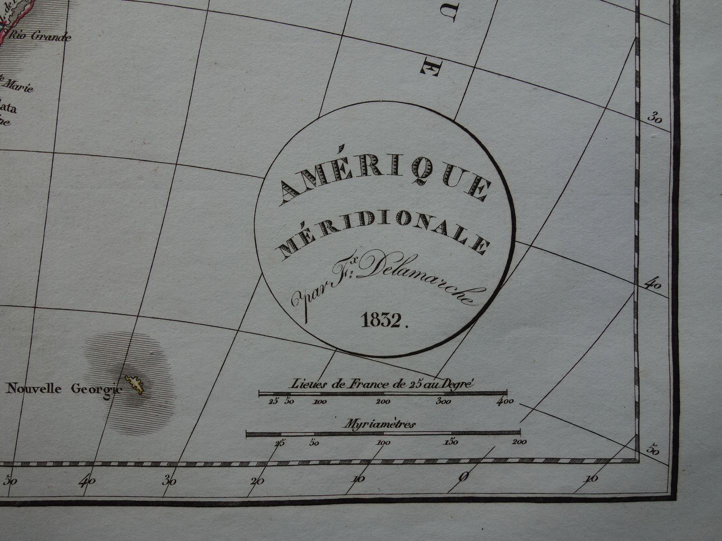 Zuid-Amerika oude landkaart van continent Zuid-Amerika - originele antieke kaart uit 1832