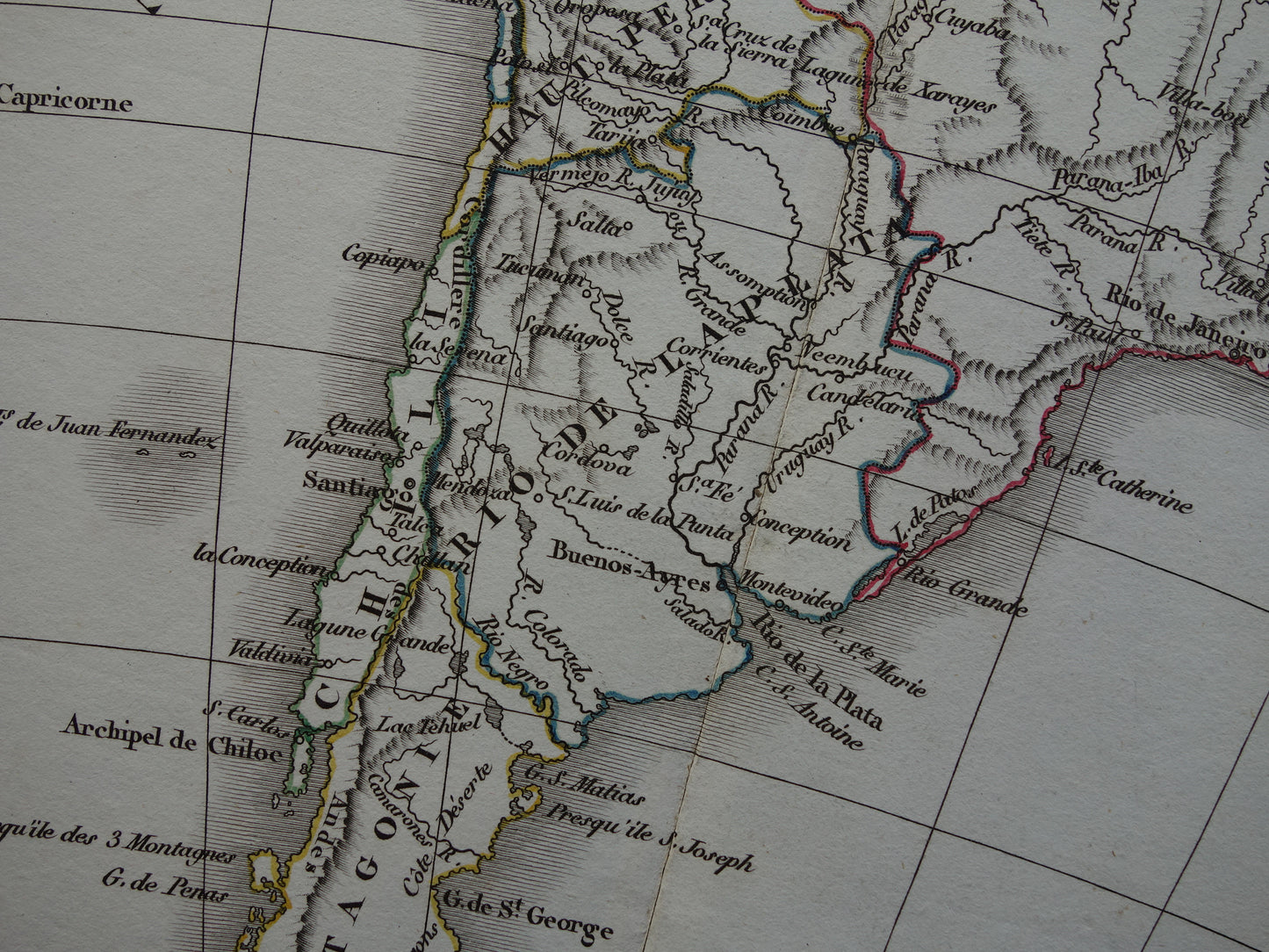 Zuid-Amerika oude landkaart van continent Zuid-Amerika - originele antieke kaart uit 1832