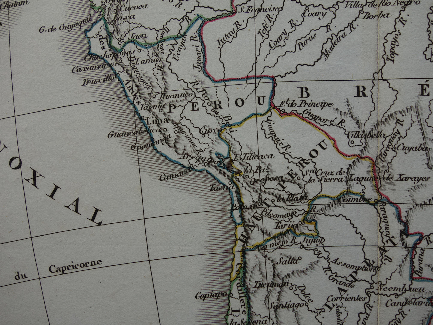 Zuid-Amerika oude landkaart van continent Zuid-Amerika - originele antieke kaart uit 1832