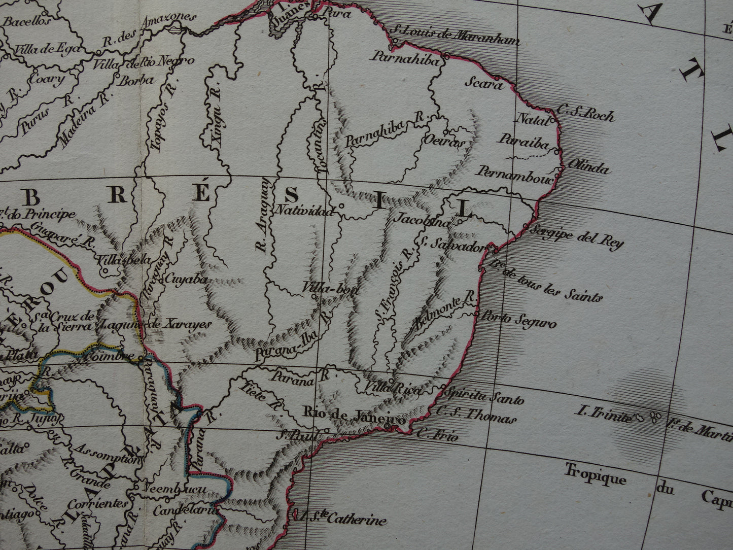 Zuid-Amerika oude landkaart van continent Zuid-Amerika - originele antieke kaart uit 1832