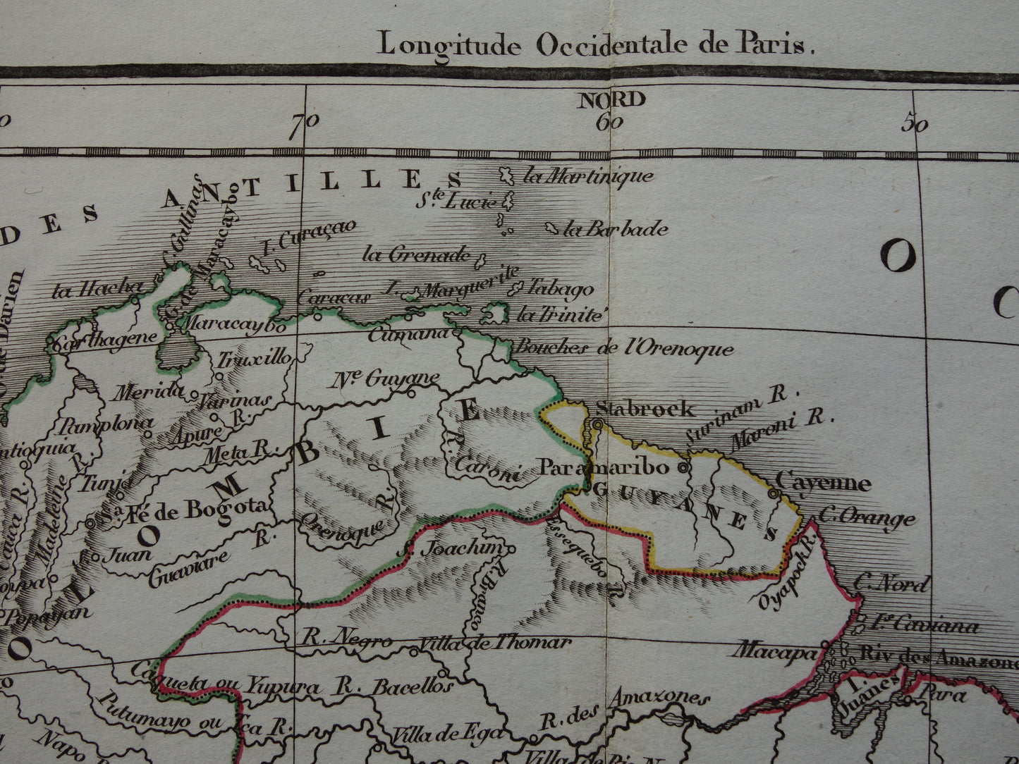 Zuid-Amerika oude landkaart van continent Zuid-Amerika - originele antieke kaart uit 1832