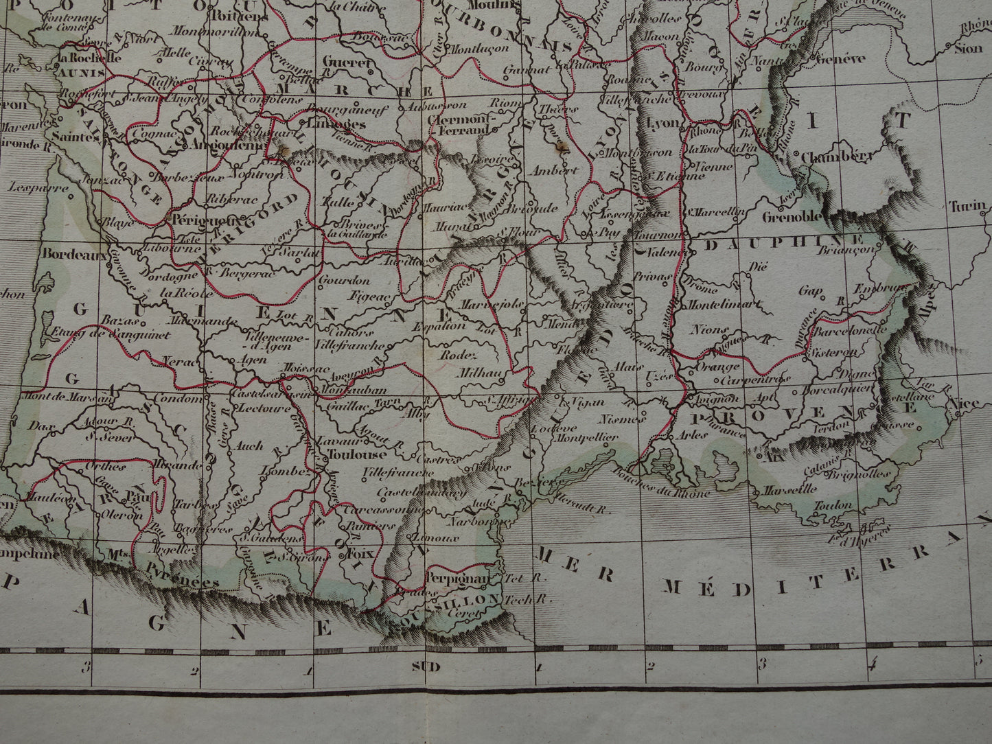 FRANCE old historical map of 32 provinces France before 1790 - original antique map from 1833