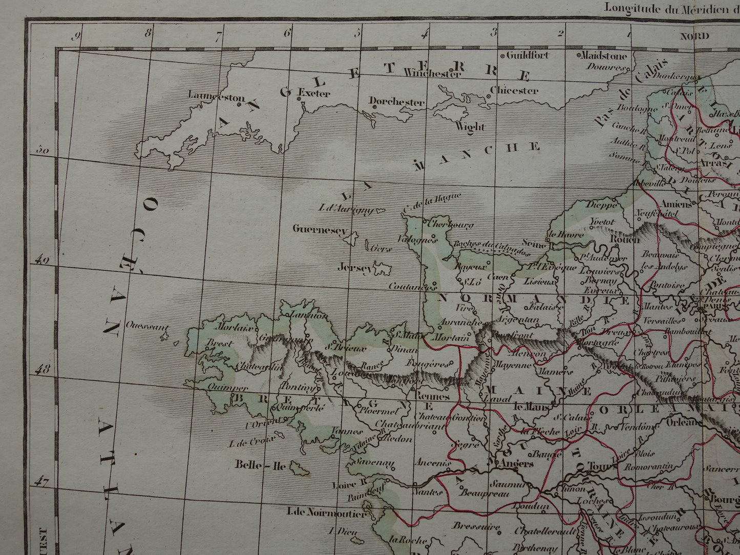 FRANCE old historical map of 32 provinces France before 1790 - original antique map from 1833