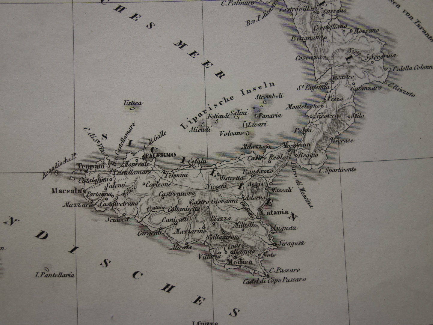 170+ year old map of ITALY from 1849 original antique map black/white