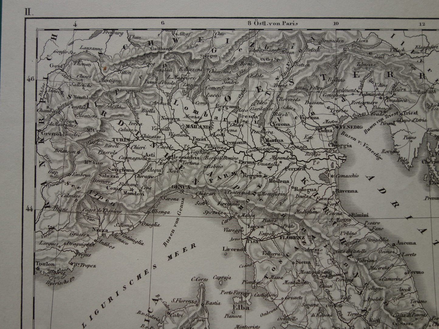 170+ year old map of ITALY from 1849 original antique map black/white