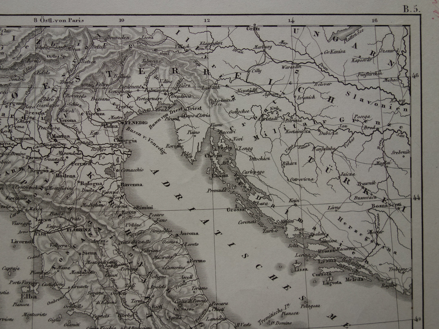 170+ year old map of ITALY from 1849 original antique map black/white