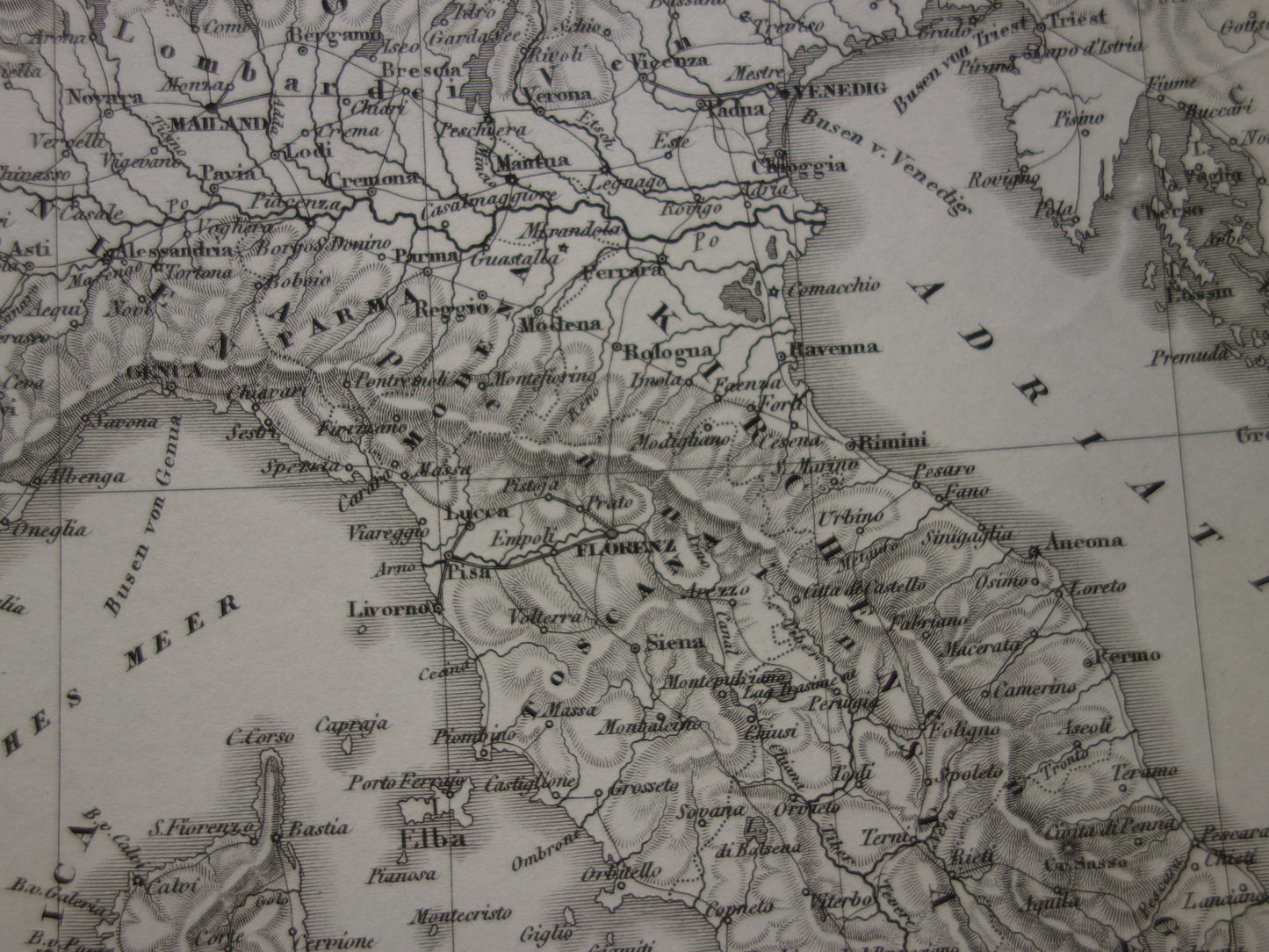 170+ year old map of ITALY from 1849 original antique map black/white