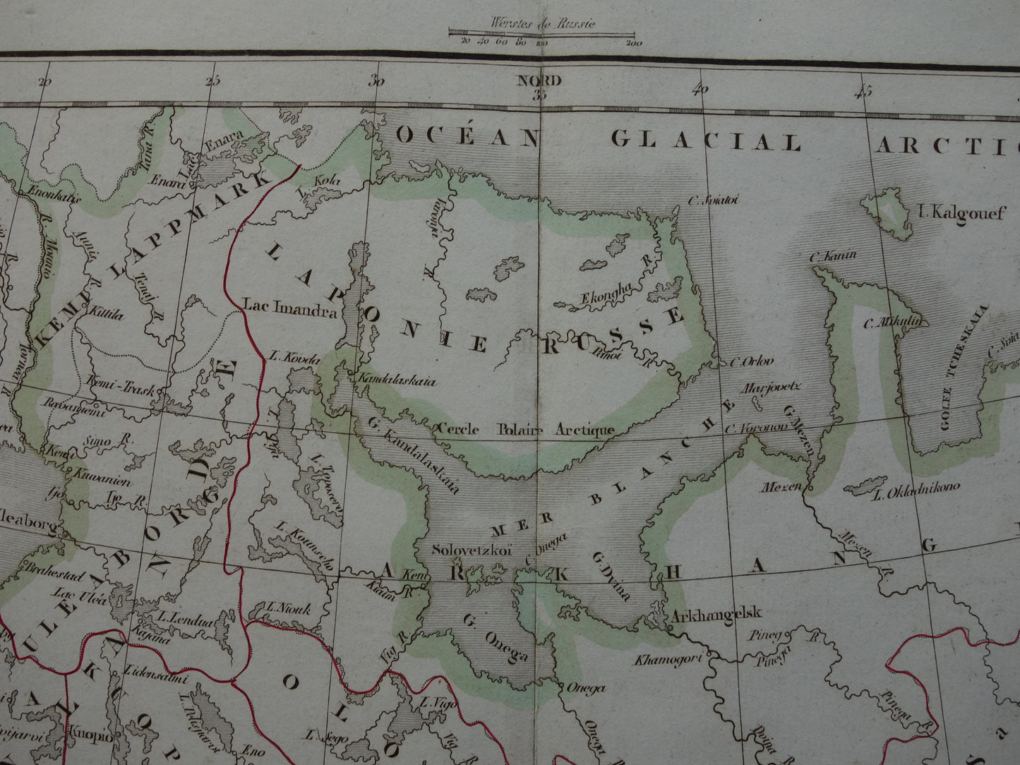 RUSLAND oude historische landkaart van Europees Rusland met Finland en Baltische Staten - originele antieke kaart 1832