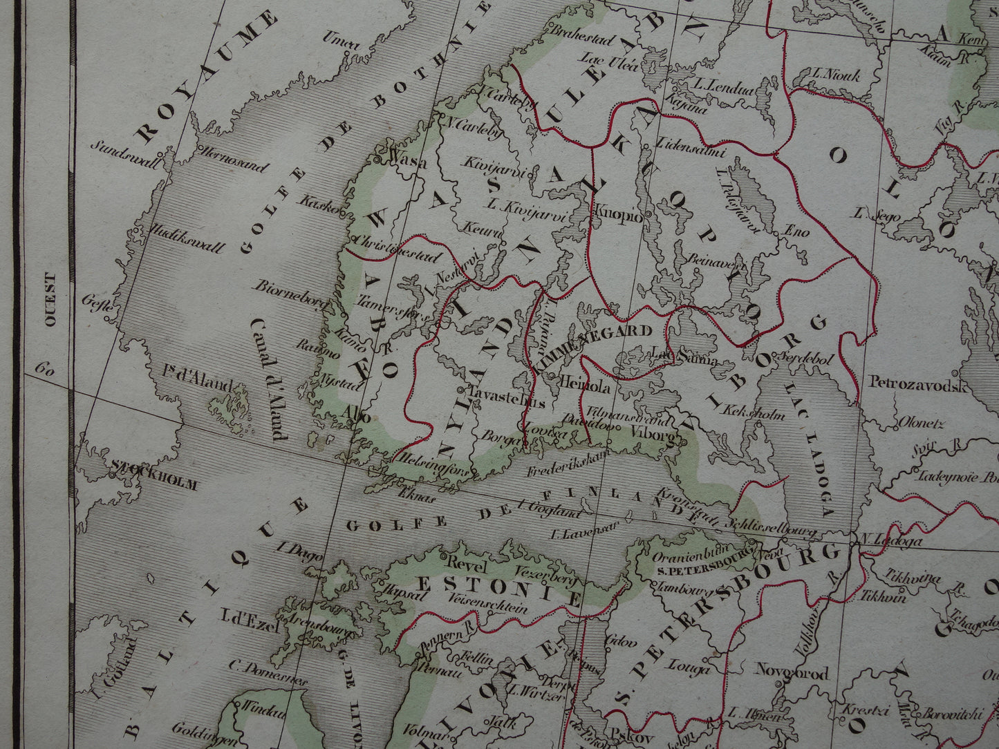 RUSLAND oude historische landkaart van Europees Rusland met Finland en Baltische Staten - originele antieke kaart 1832