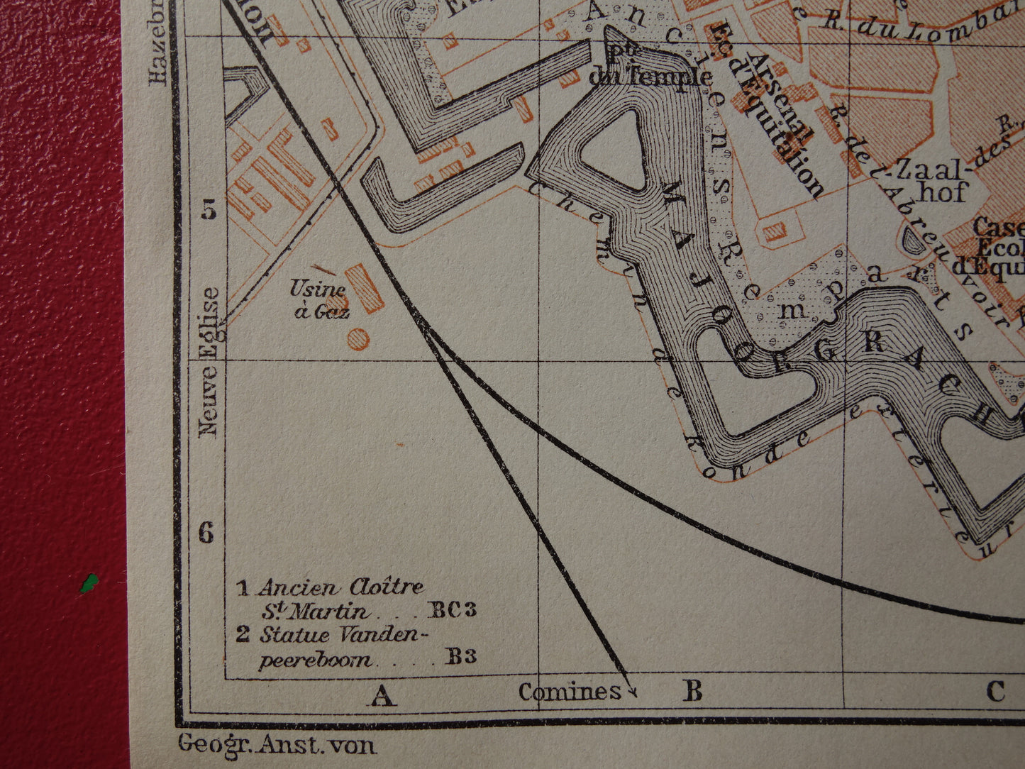 IEPER oude kaart van Yperen België uit 1910 kleine originele antieke plattegrond landkaart Ypres