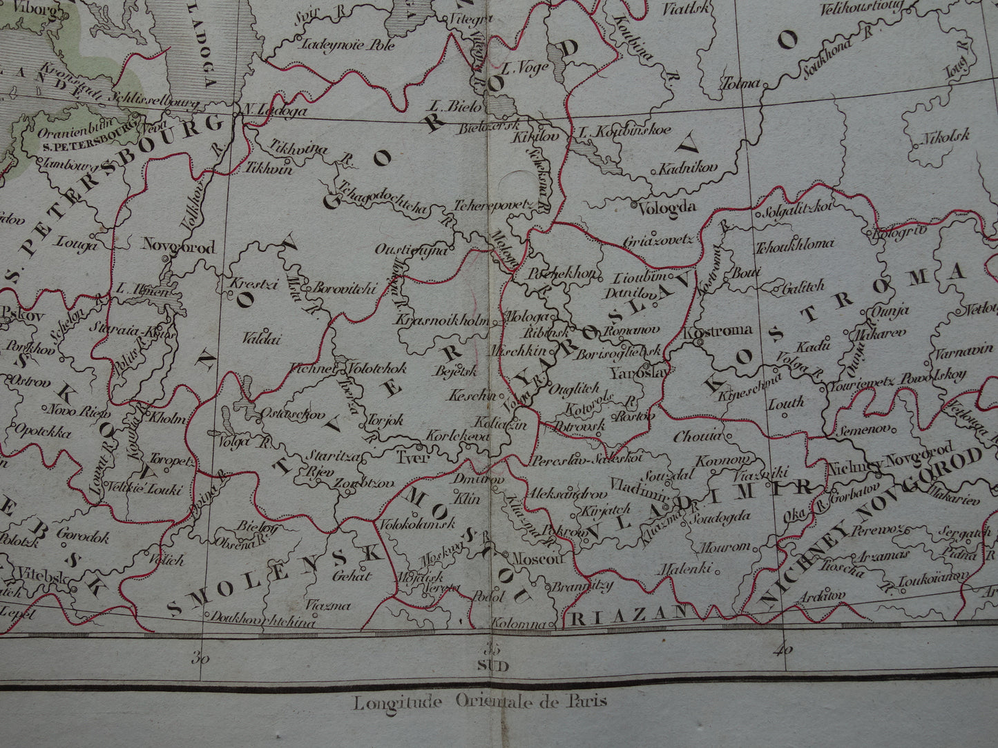 RUSLAND oude historische landkaart van Europees Rusland met Finland en Baltische Staten - originele antieke kaart 1832