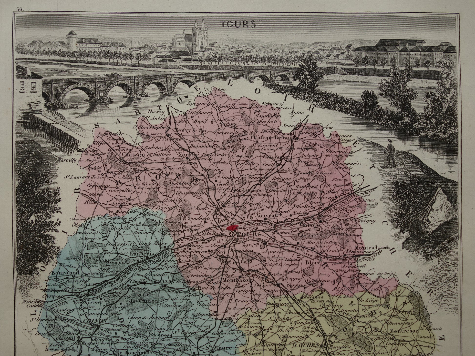 Tours Frankrijk vintage illustratie