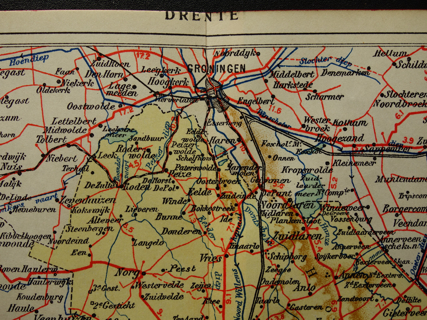Drenthe Old map of the province of Drenthe from 1927 original vintage historical map