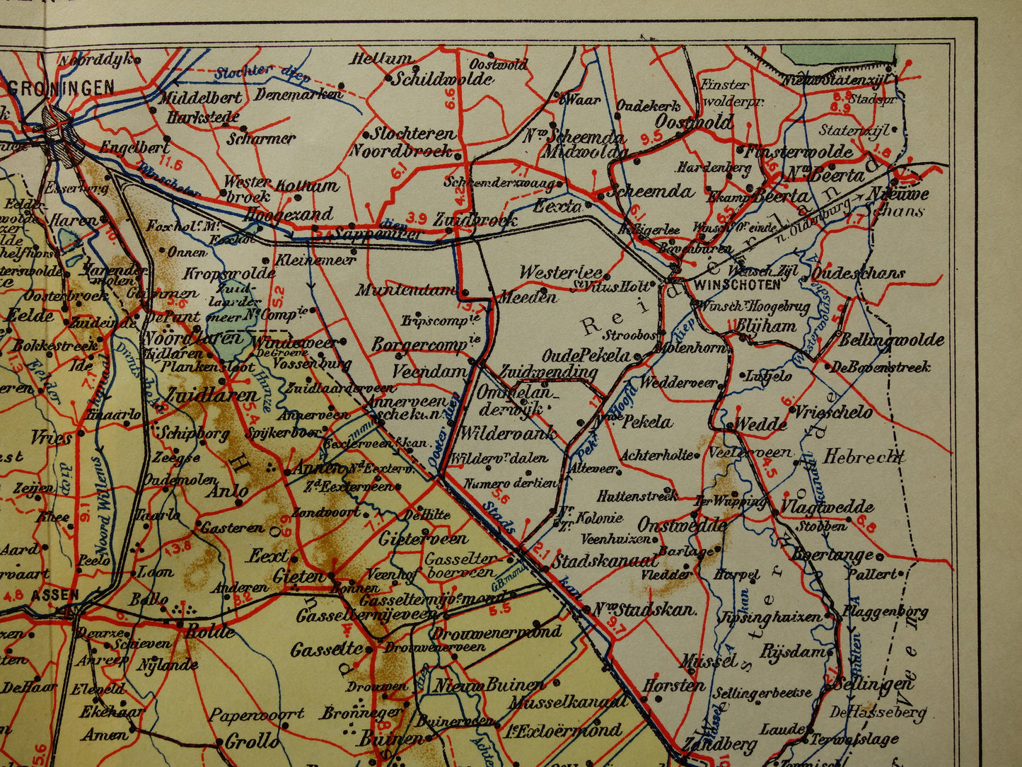 Drenthe Old map of the province of Drenthe from 1927 original vintage historical map