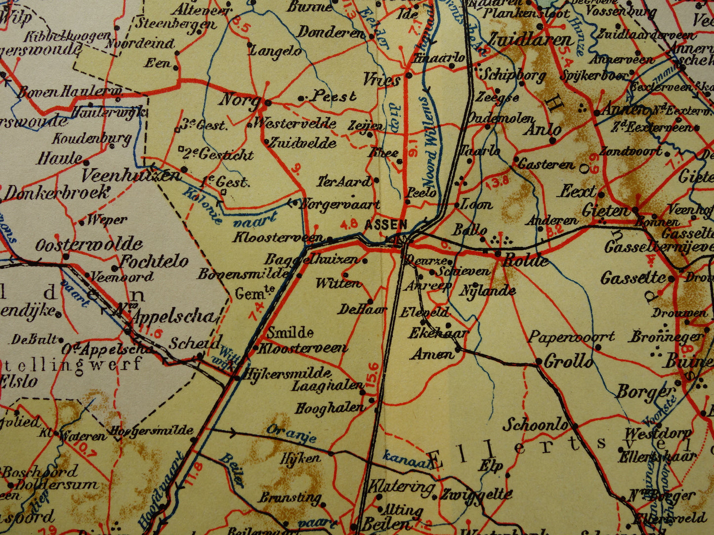 Drenthe Old map of the province of Drenthe from 1927 original vintage historical map