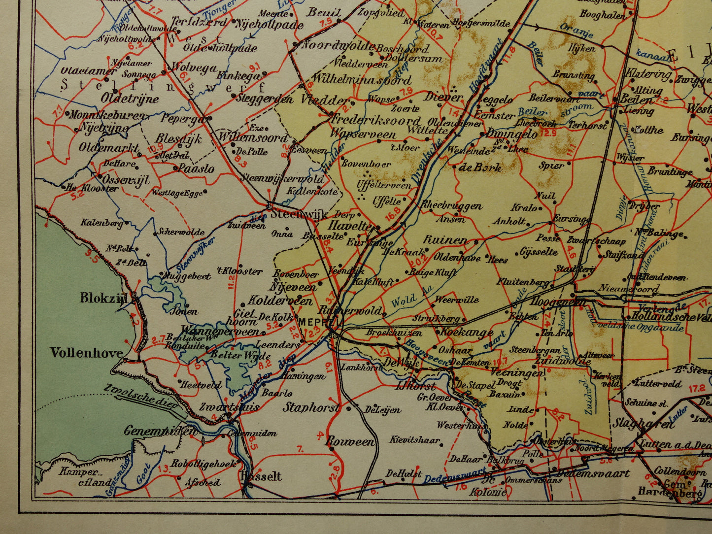 Drenthe Old map of the province of Drenthe from 1927 original vintage historical map