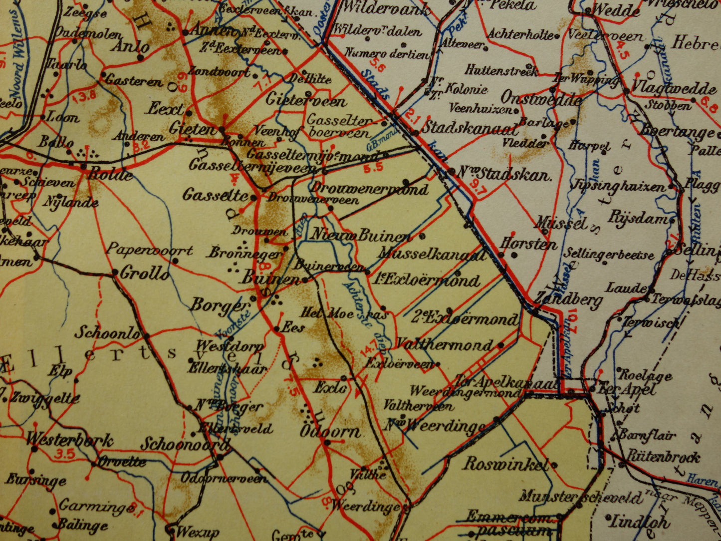 Drenthe Old map of the province of Drenthe from 1927 original vintage historical map
