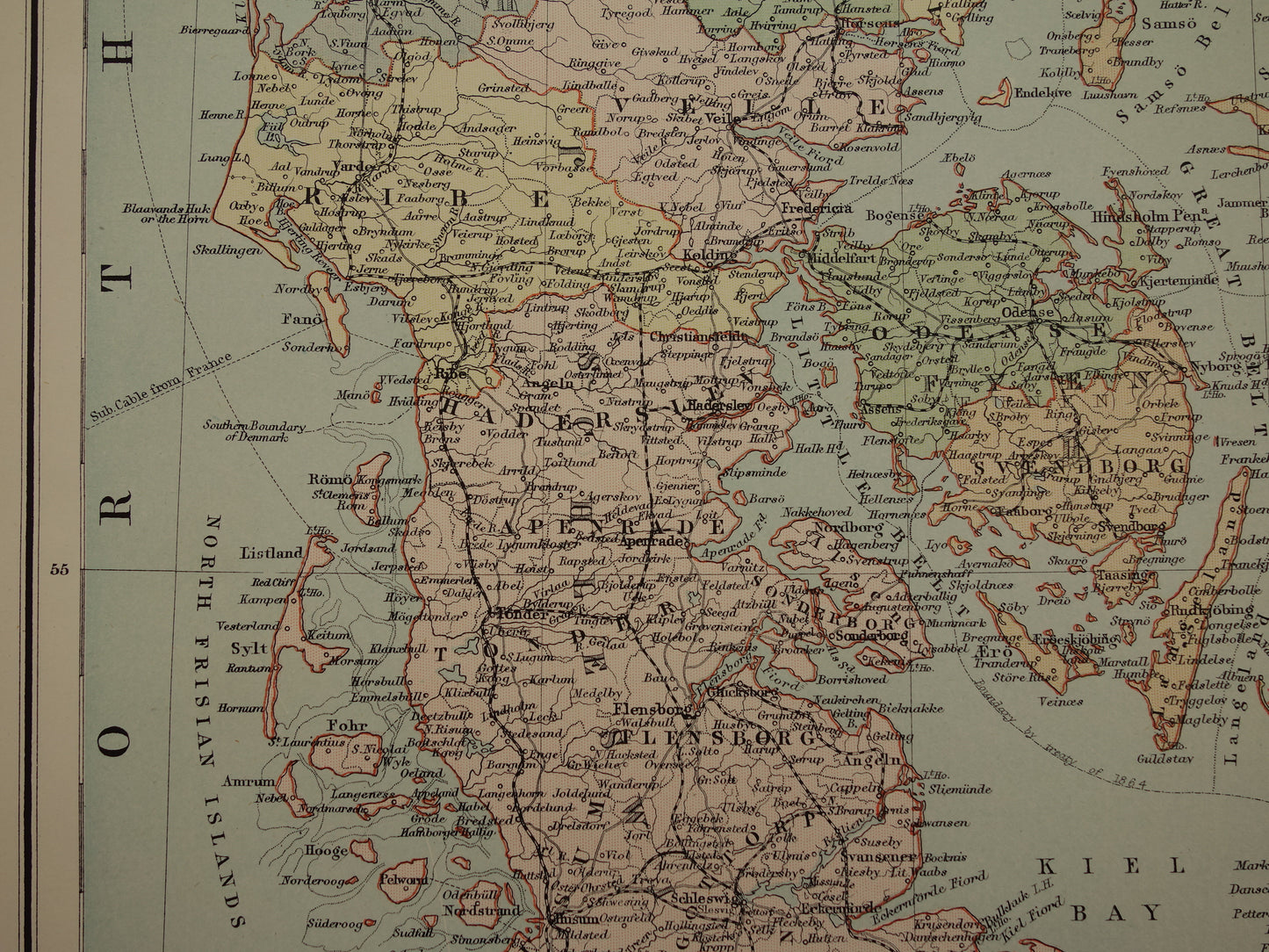 Denmark large old map of Denmark Greenland and Iceland from 1890 original antique map poster