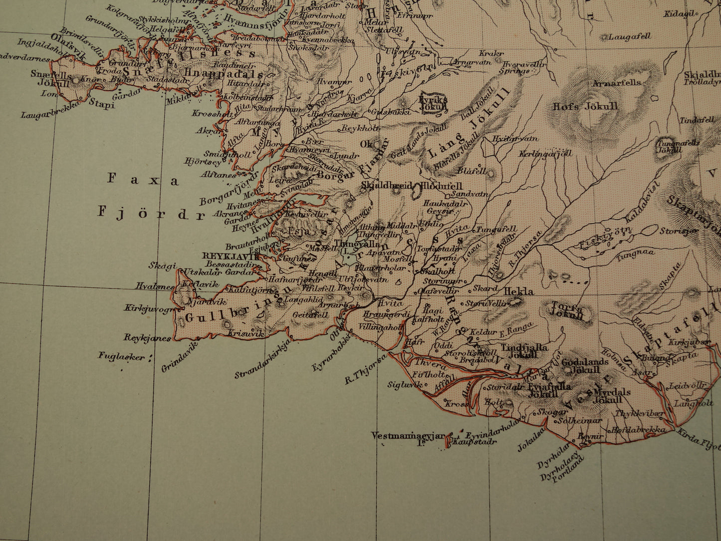 Denmark large old map of Denmark Greenland and Iceland from 1890 original antique map poster