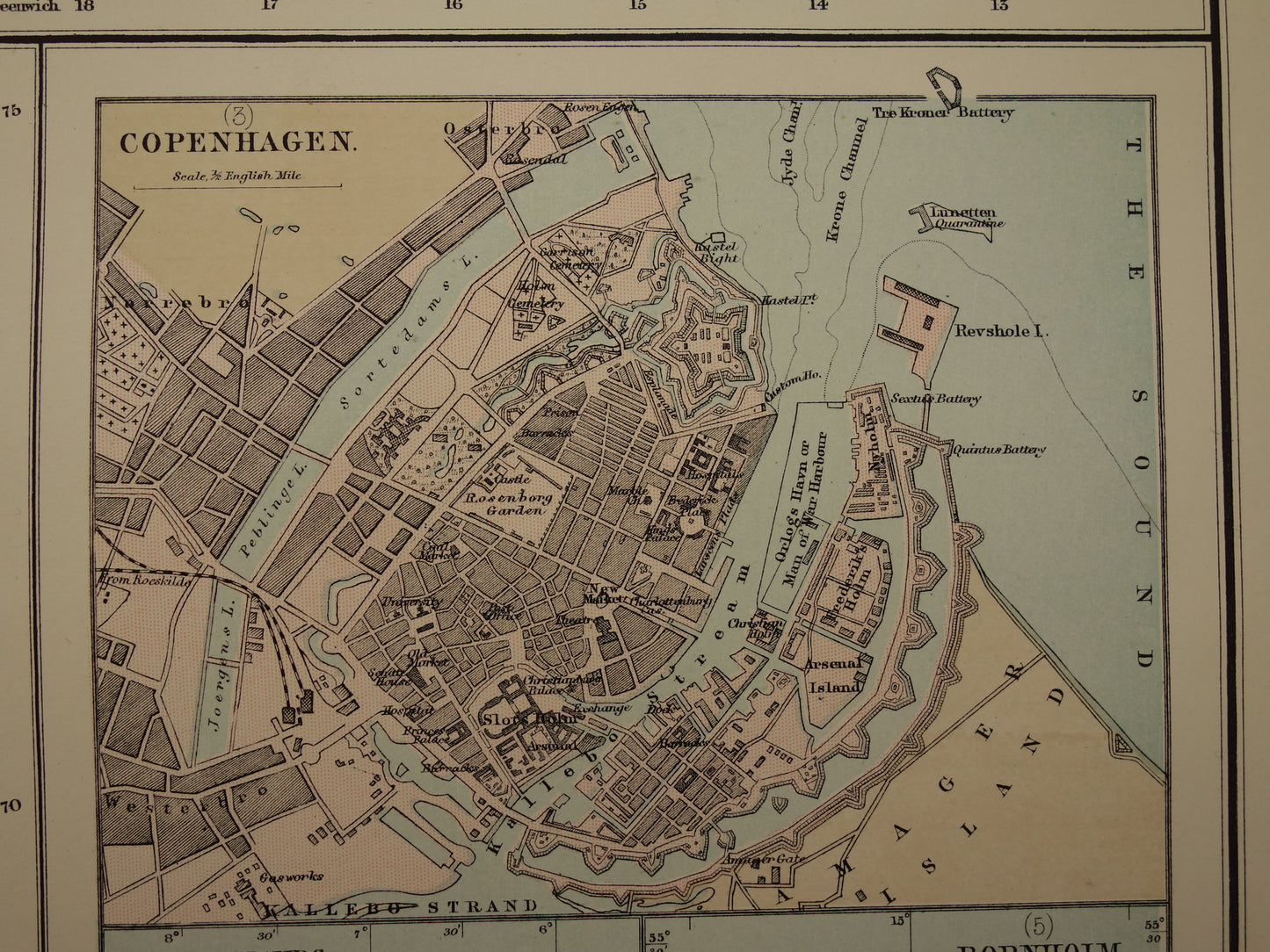Denmark large old map of Denmark Greenland and Iceland from 1890 original antique map poster