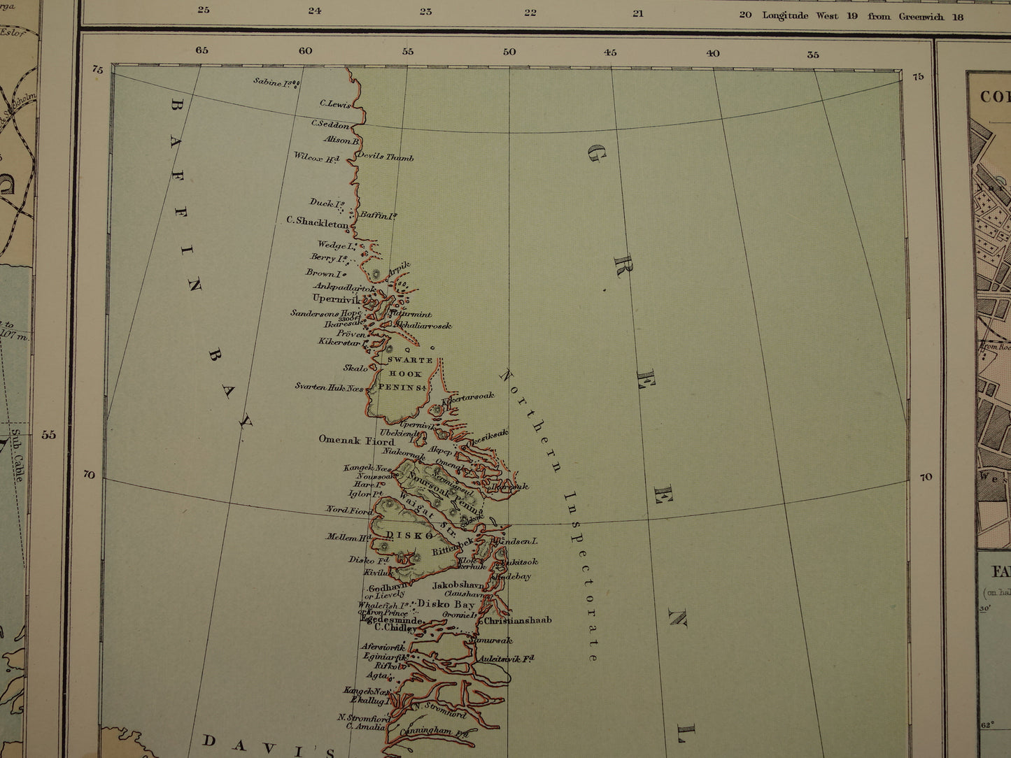 Denmark large old map of Denmark Greenland and Iceland from 1890 original antique map poster