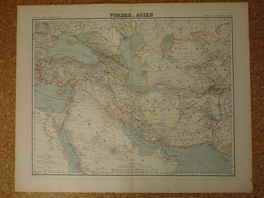 MITTLERER OSTEN Große alte Karte des Türkischen Reiches Persien Kaukasus 1855 Originale antike Karte Türkei Saudi-Arabien Iran Irak