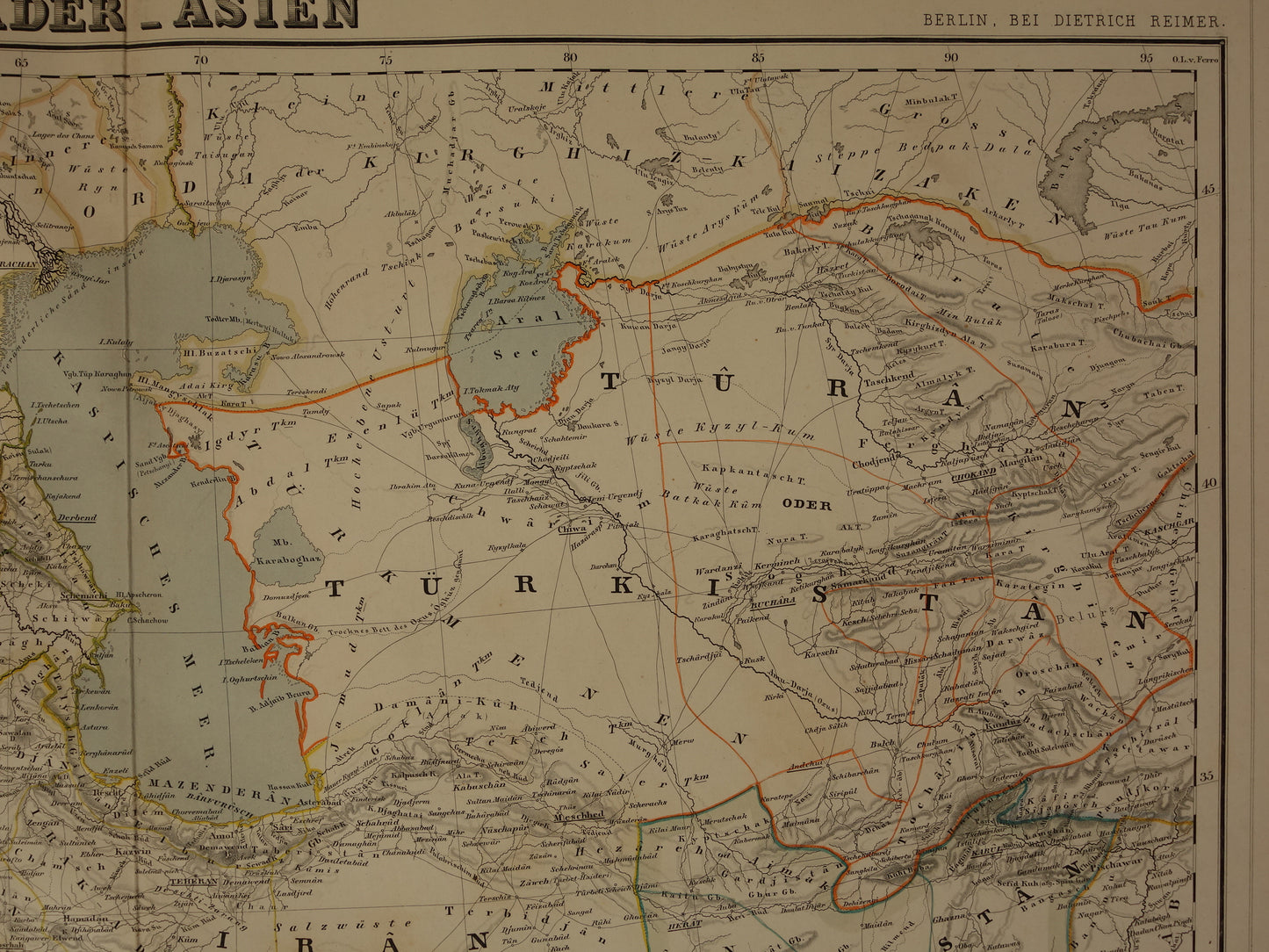 MIDDLE EAST Large Old Map of Turkish Empire Persia Caucasus 1855 Original Antique Map Turkey Saudi Arabia Iran Iraq