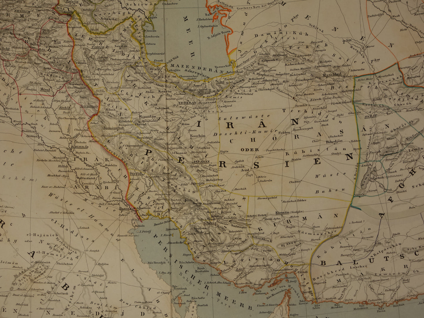 MIDDLE EAST Large Old Map of Turkish Empire Persia Caucasus 1855 Original Antique Map Turkey Saudi Arabia Iran Iraq