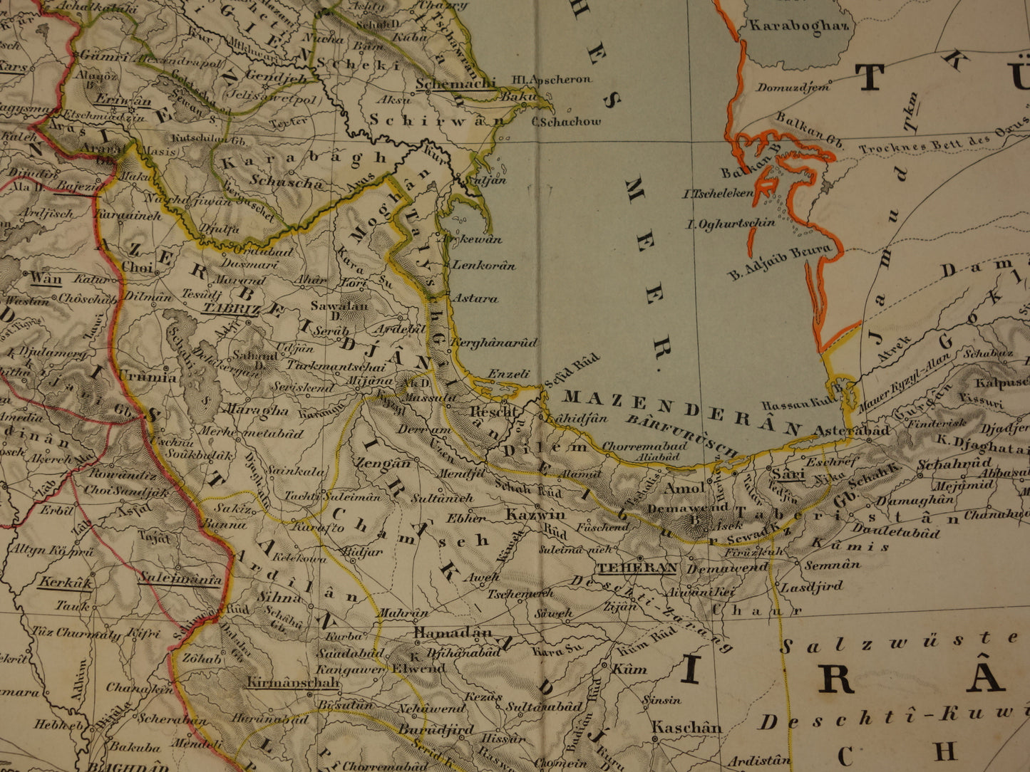 MIDDLE EAST Large Old Map of Turkish Empire Persia Caucasus 1855 Original Antique Map Turkey Saudi Arabia Iran Iraq